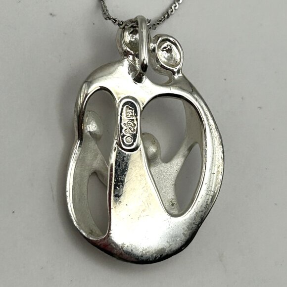 Sterling Silver 925 Family Embrace Pendant Necklace 24” 8g Modern Love Design - Picture 6 of 11